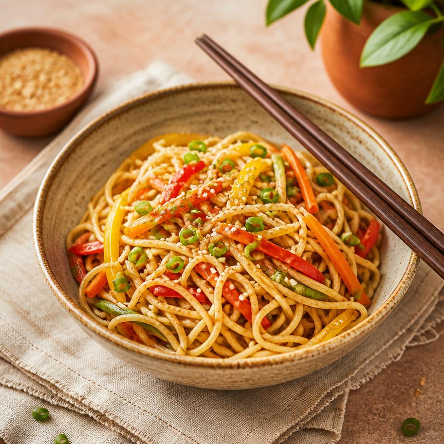 Chilli sesame millet noodles